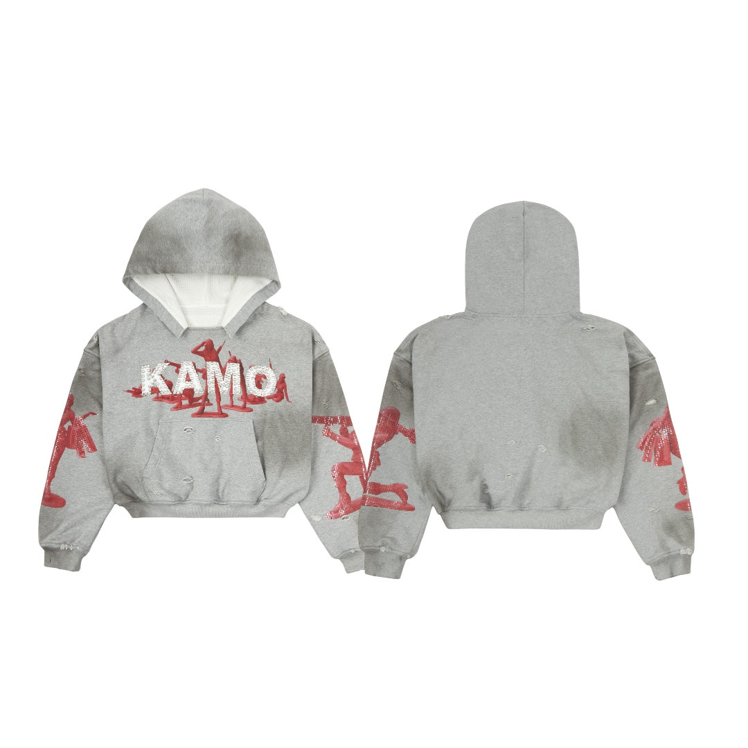 GREY SEQUIN HOODIE