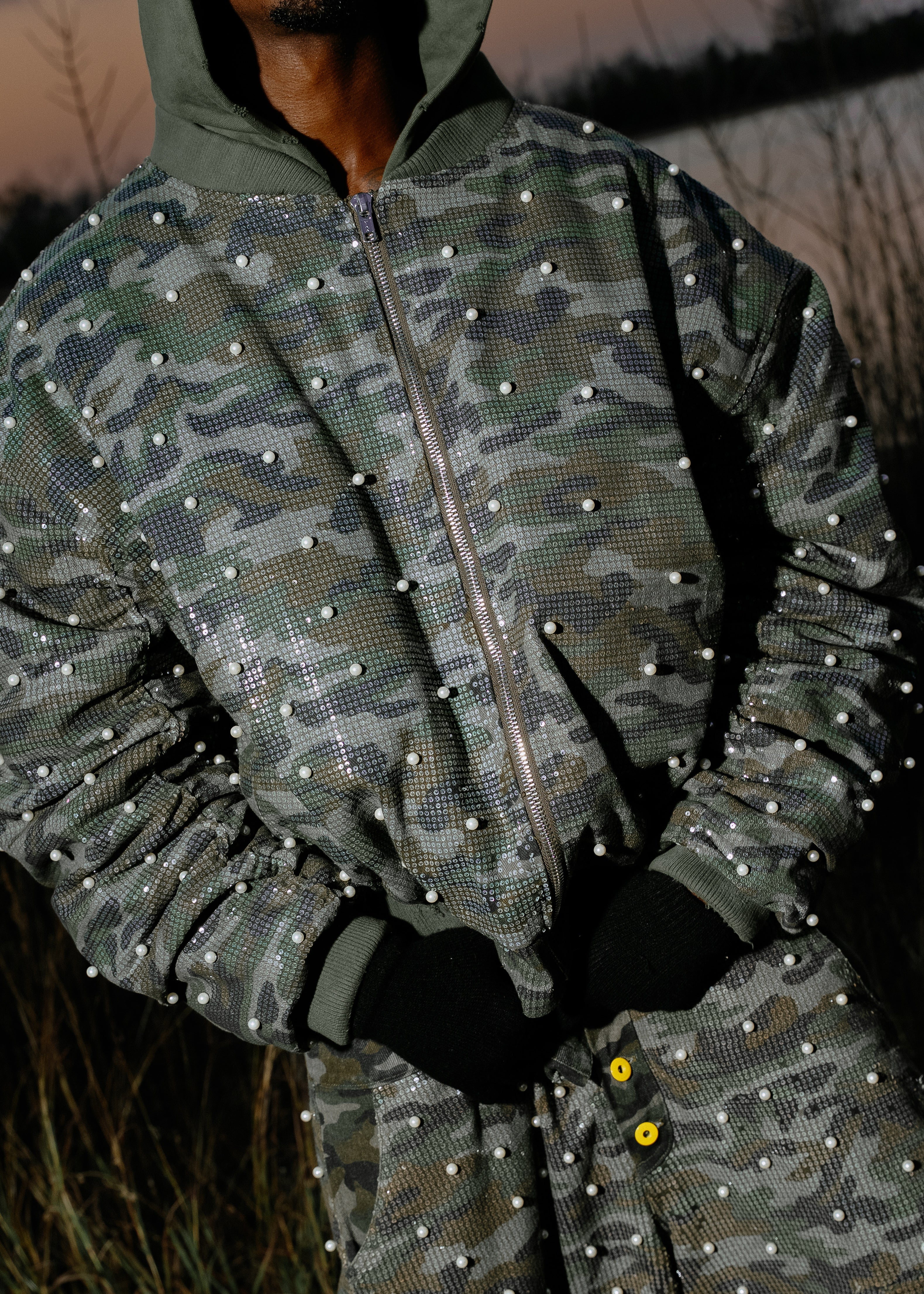 SEQUIN PEARL BOMBER